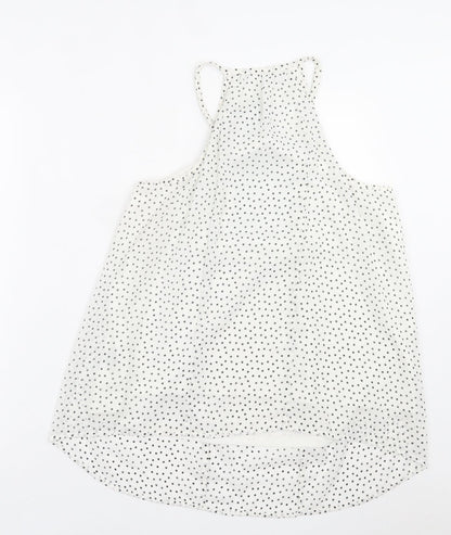 George Womens White Polka Dot Polyester Basic Tank Size 12 V-Neck