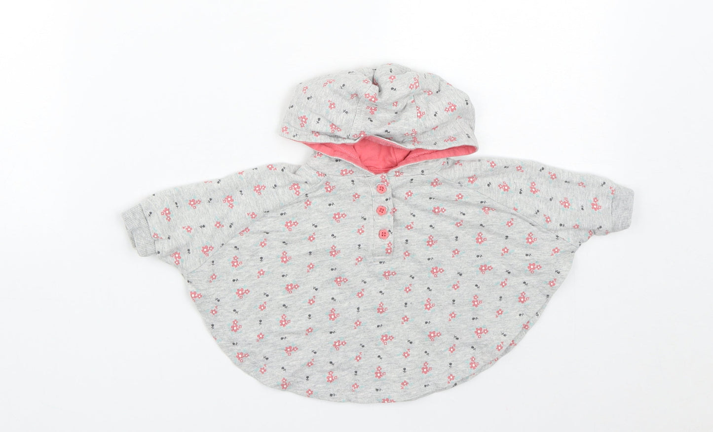 M&Co Girls Green Floral Cotton Basic Casual Size 0-3 Months Round Neck Button