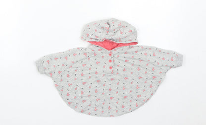 M&Co Girls Green Floral Cotton Basic Casual Size 0-3 Months Round Neck Button