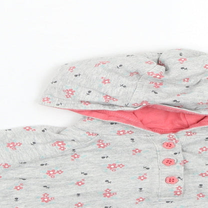 M&Co Girls Green Floral Cotton Basic Casual Size 0-3 Months Round Neck Button