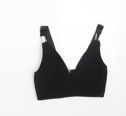 Topshop Womens Black  Polyester Cropped Tank Size 4 V-Neck