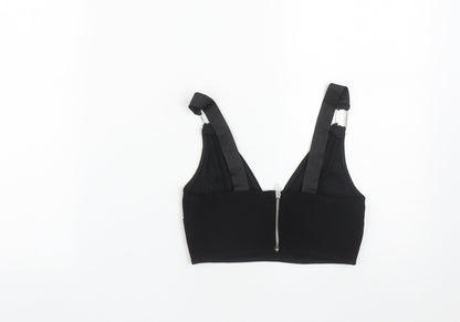 Topshop Womens Black  Polyester Cropped Tank Size 4 V-Neck