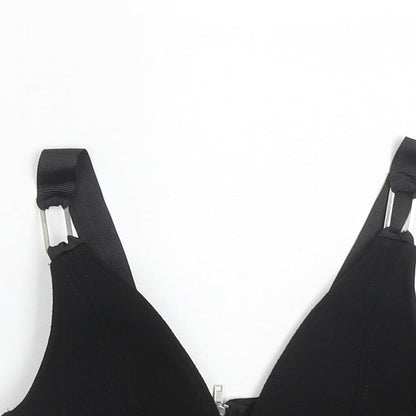 Topshop Womens Black  Polyester Cropped Tank Size 4 V-Neck