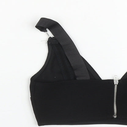 Topshop Womens Black  Polyester Cropped Tank Size 4 V-Neck