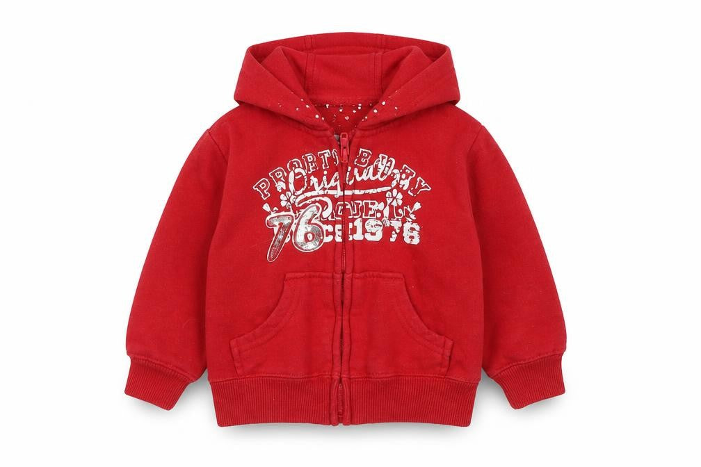 Early Days Girls Red  Cotton Basic Button-Up Size 9-12 Months V-Neck Zip