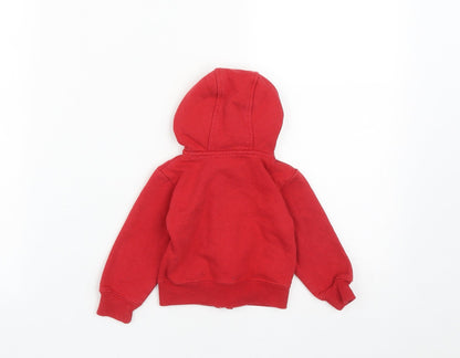 Early Days Girls Red  Cotton Basic Button-Up Size 9-12 Months V-Neck Zip