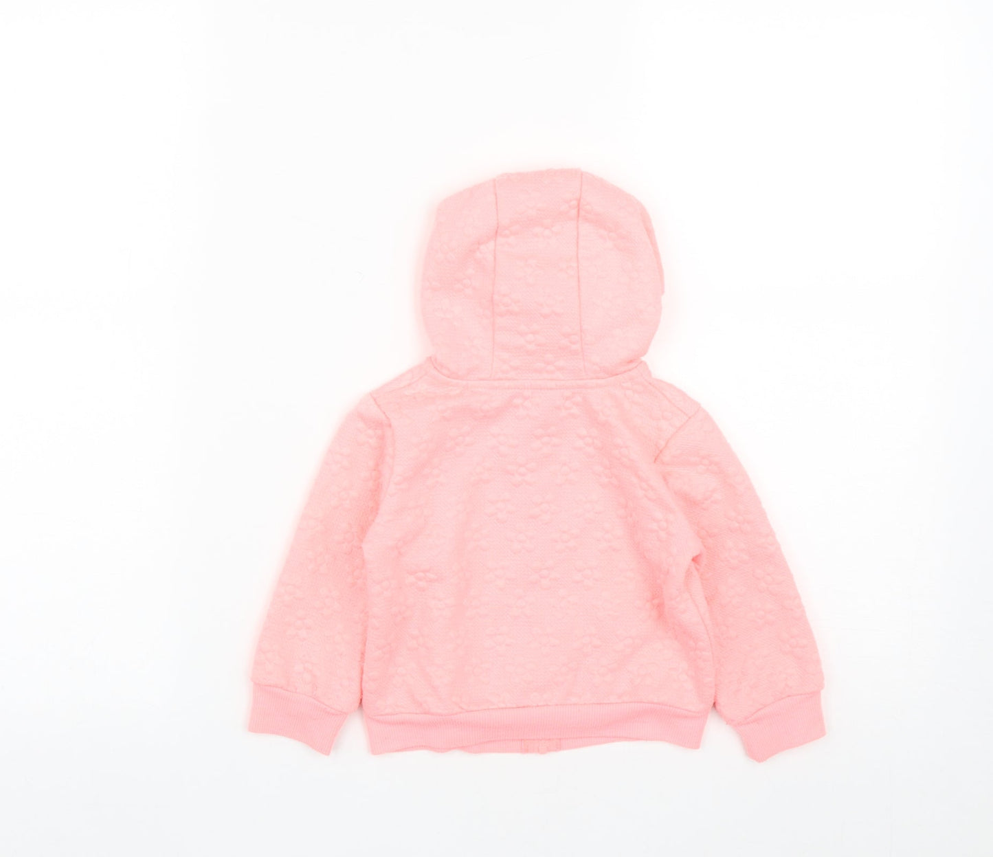 Dunnes Stores Girls Pink  Polyester Full Zip Jumper Size 12-18 Months  Zip - Flower Detail