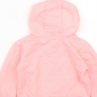Dunnes Stores Girls Pink  Polyester Full Zip Jumper Size 12-18 Months  Zip - Flower Detail