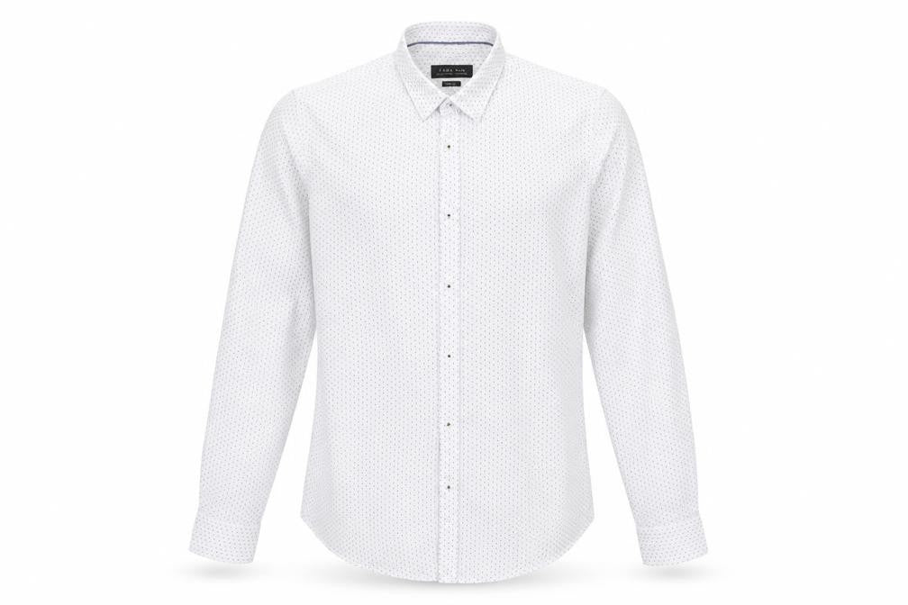 Mens UK Size L Zara White  Button-Up Long Sleeve Casual Shirt