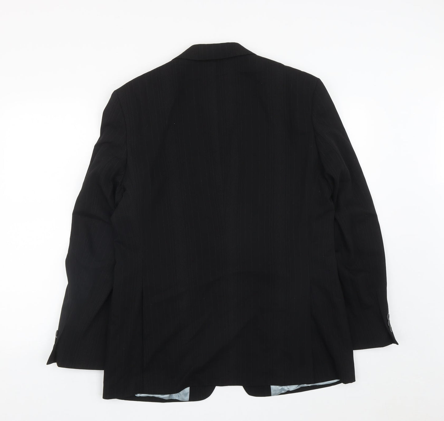 George Mens Black Striped Polyester Jacket Suit Jacket Size 40
