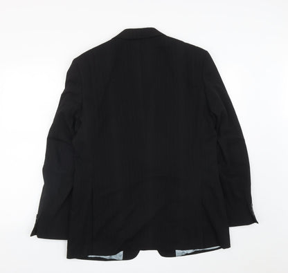 George Mens Black Striped Polyester Jacket Suit Jacket Size 40