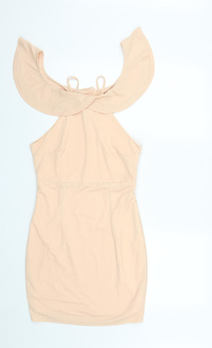 Pink Boutique Womens Pink  Polyester A-Line  Size 12  Off the Shoulder Zip