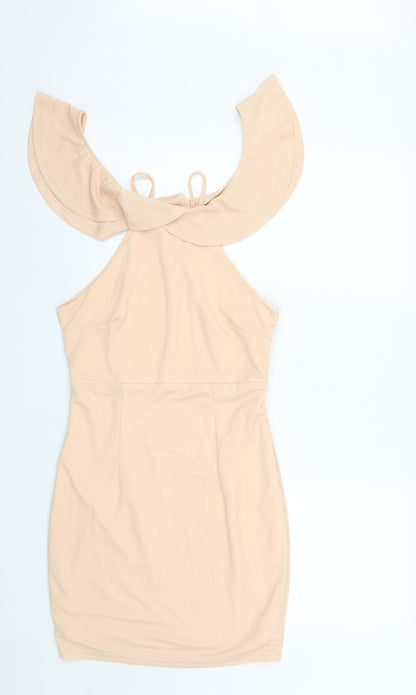 Pink Boutique Womens Pink  Polyester A-Line  Size 12  Off the Shoulder Zip
