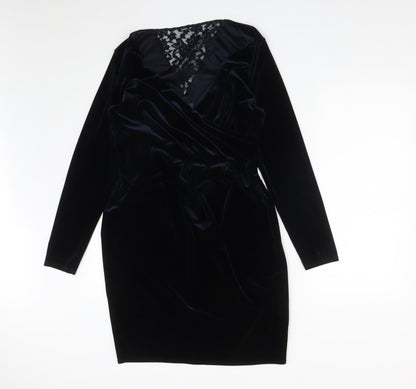 Marks and Spencer Womens Blue  Polyester A-Line  Size 14  V-Neck