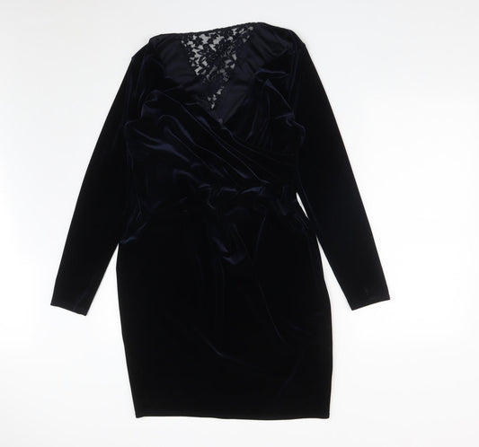 Marks and Spencer Womens Blue  Polyester A-Line  Size 14  V-Neck