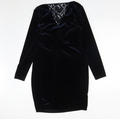 Marks and Spencer Womens Blue  Polyester A-Line  Size 14  V-Neck