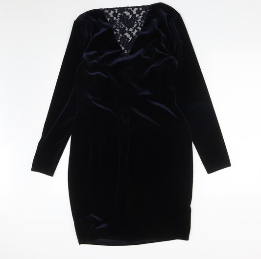 Marks and Spencer Womens Blue  Polyester A-Line  Size 14  V-Neck