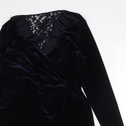 Marks and Spencer Womens Blue  Polyester A-Line  Size 14  V-Neck
