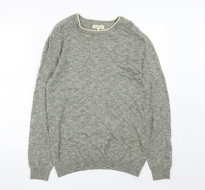 River Island Mens Green Round Neck  Cotton Pullover Jumper Size M