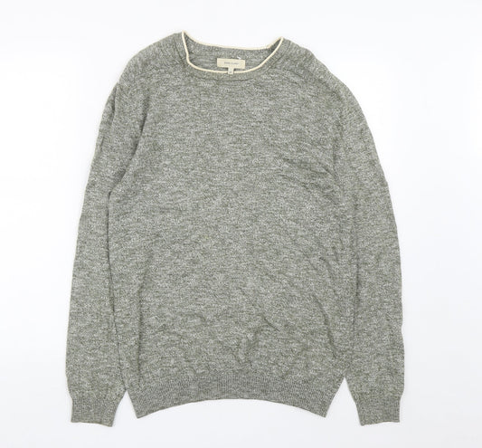 River Island Mens Green Round Neck  Cotton Pullover Jumper Size M