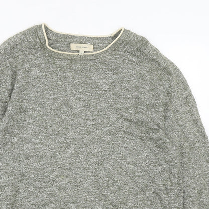 River Island Mens Green Round Neck  Cotton Pullover Jumper Size M