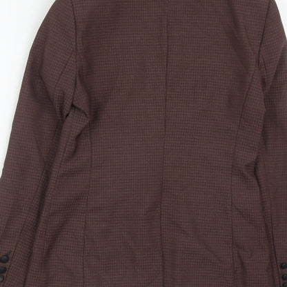 NEXT Womens Brown Plaid Polyester Jacket Suit Jacket Size 8