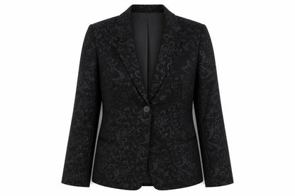 NEXT Womens Black Geometric Polyester Jacket Suit Size 14