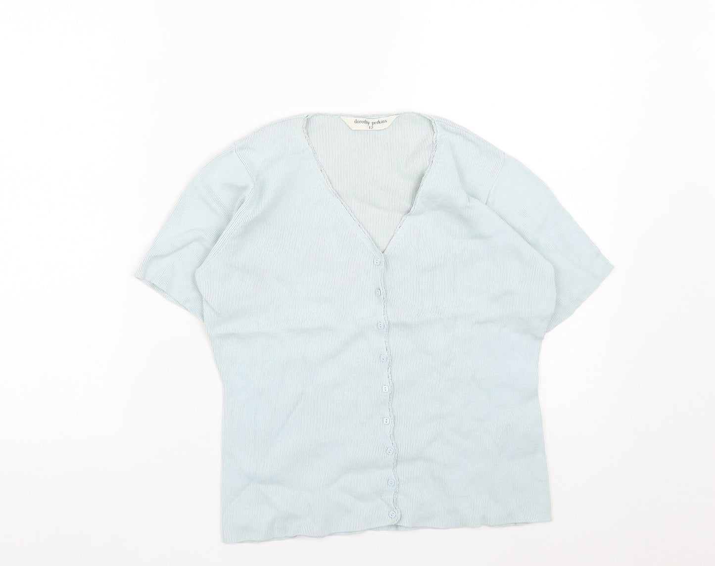 Womens UK Size 12 Dorothy Perkins Blue Basic Button-Up