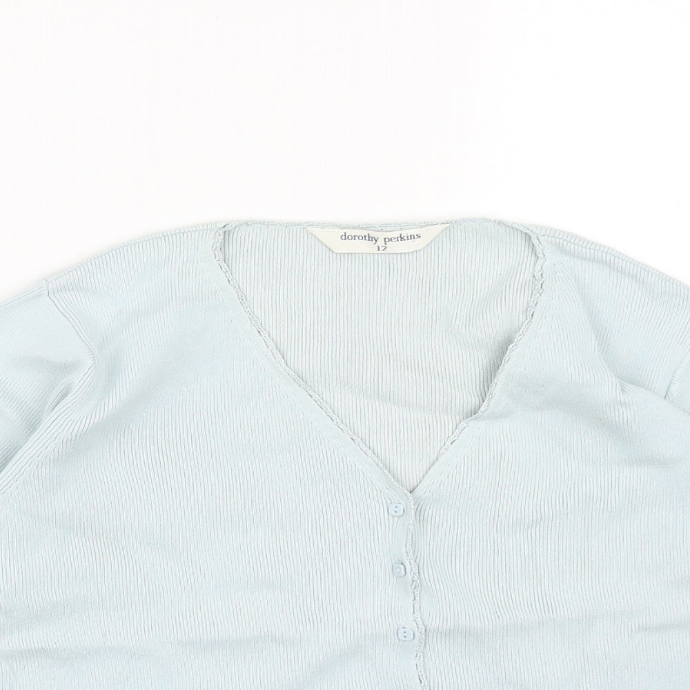 Womens UK Size 12 Dorothy Perkins Blue Basic Button-Up