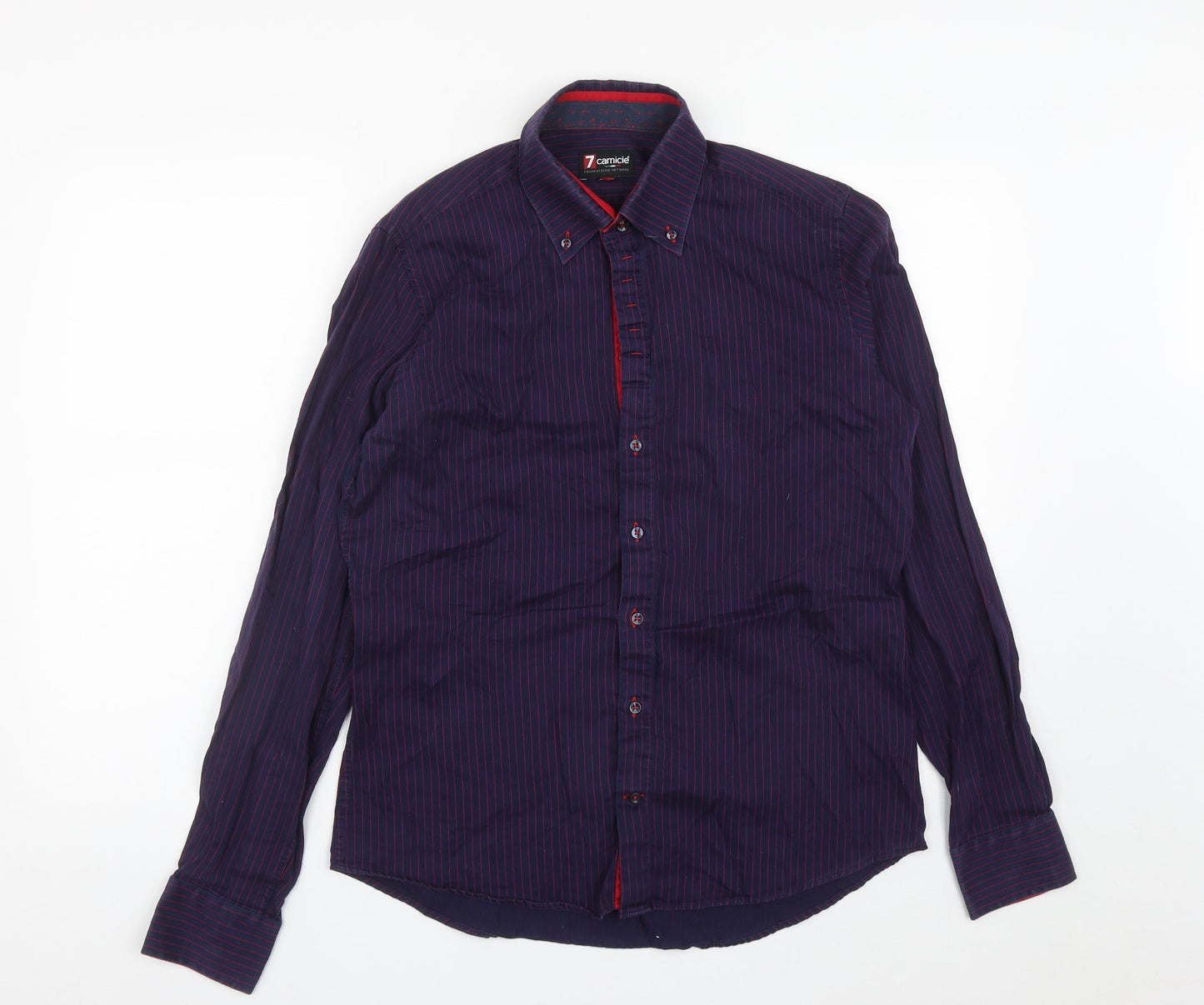 Mens UK Size L camicie Blue  Button-Up Long Sleeve Casual Shirt