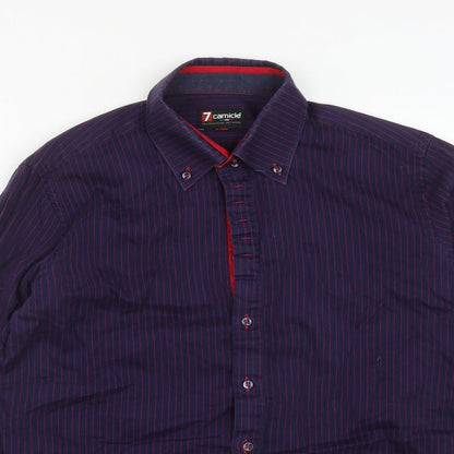 Mens UK Size L camicie Blue  Button-Up Long Sleeve Casual Shirt