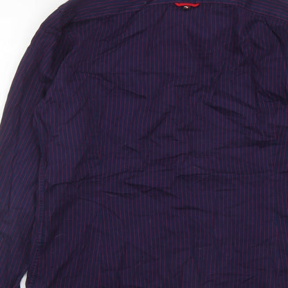 Mens UK Size L camicie Blue  Button-Up Long Sleeve Casual Shirt