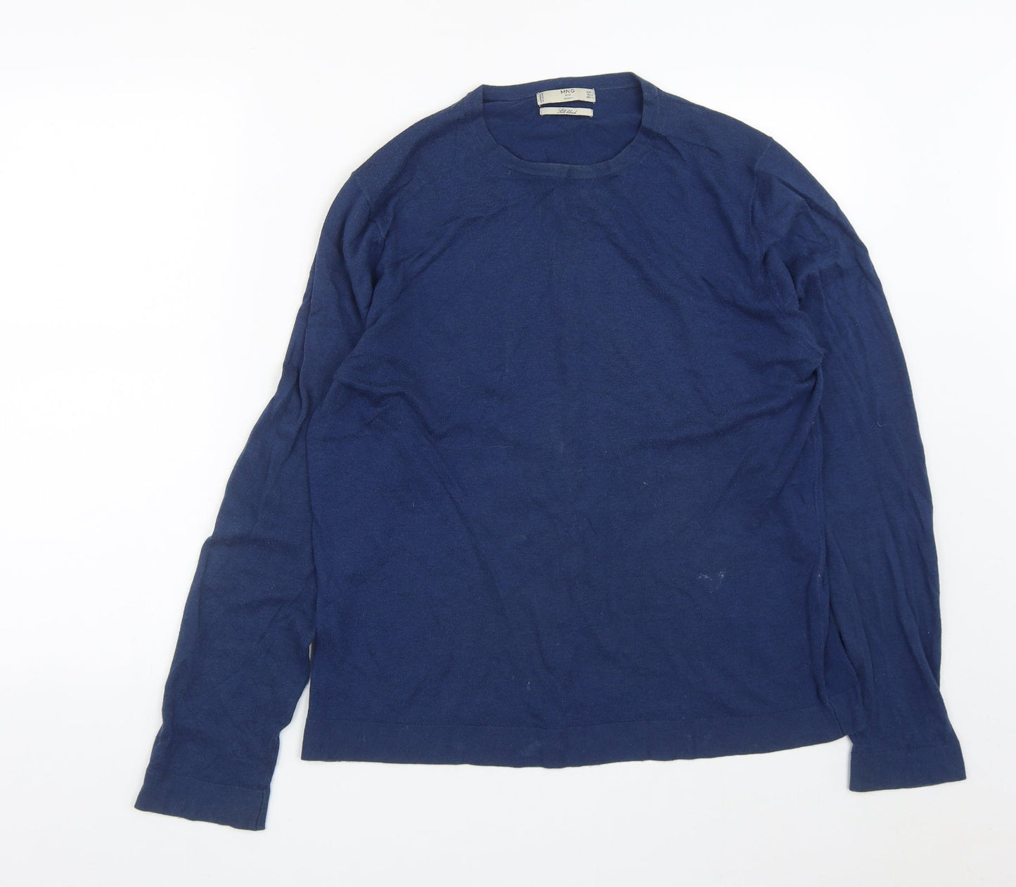 MNG Mens Blue Round Neck  Polyester Pullover Jumper Size L