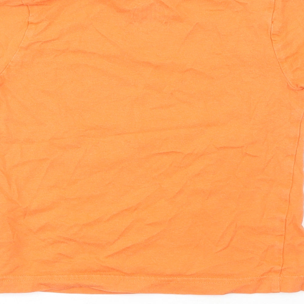F&F Boys Orange Houndstooth 100% Cotton Pullover T-Shirt Size 2-3 Years Crew Neck