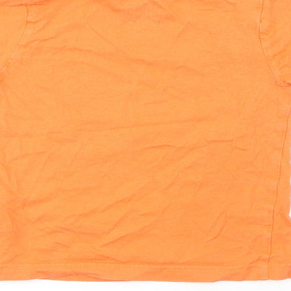 F&F Boys Orange Houndstooth 100% Cotton Pullover T-Shirt Size 2-3 Years Crew Neck