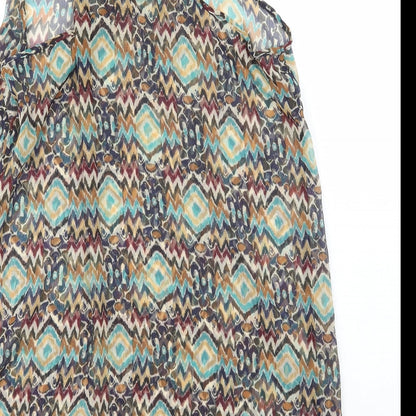 Evie Womens Multicoloured Geometric Polyester Basic Tank Size 14 Scoop Neck