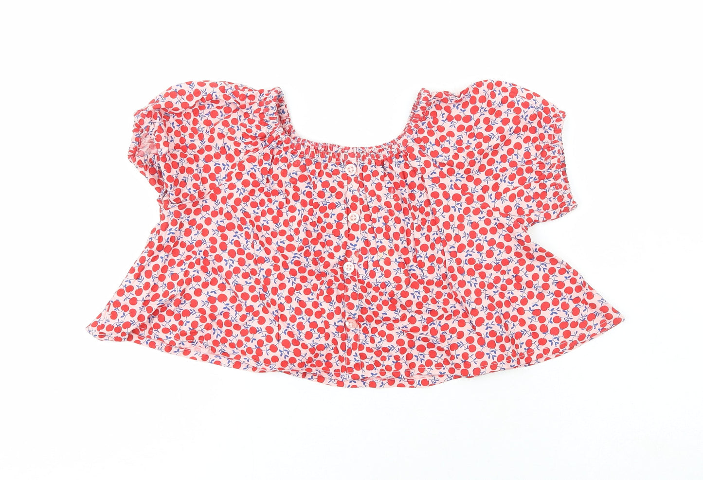 NEXT Girls Red  Viscose Basic Button-Up Size 3 Years Crew Neck  - Cherry Print