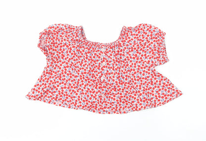 NEXT Girls Red  Viscose Basic Button-Up Size 3 Years Crew Neck  - Cherry Print