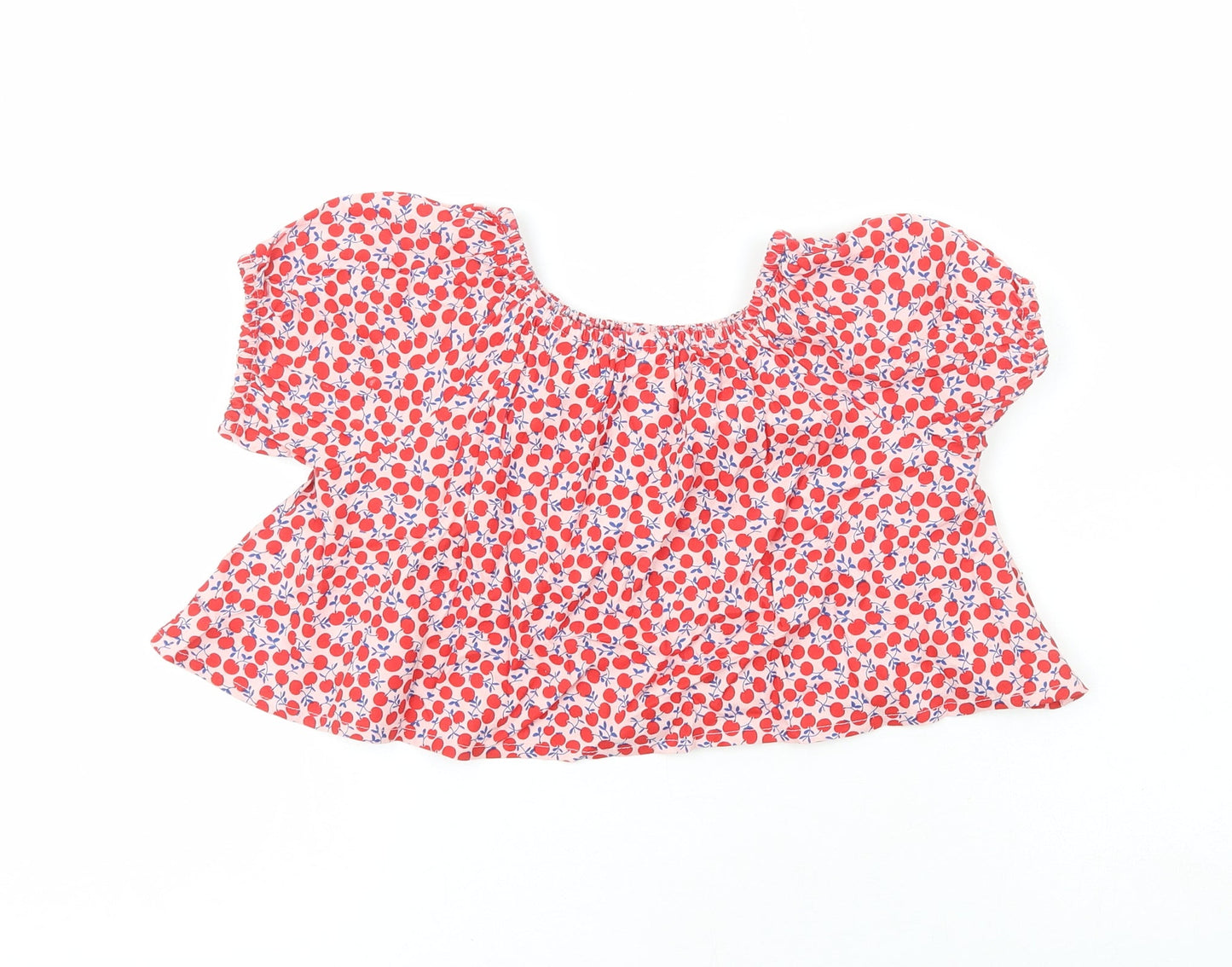 NEXT Girls Red  Viscose Basic Button-Up Size 3 Years Crew Neck  - Cherry Print