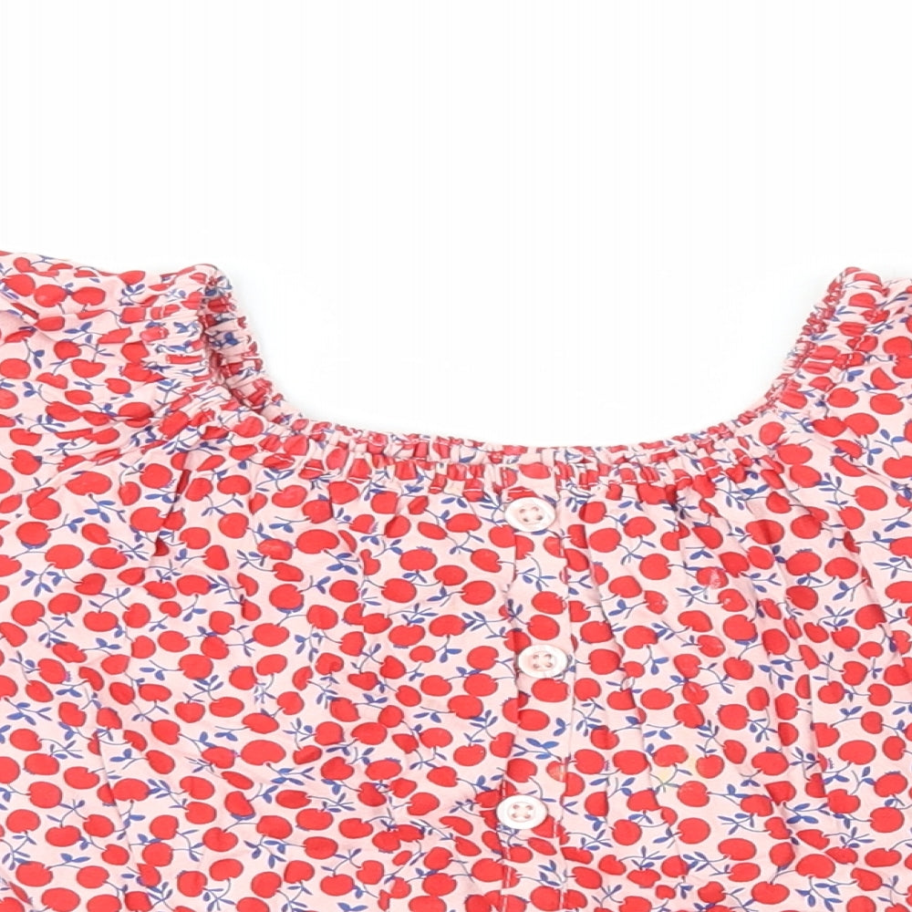 NEXT Girls Red  Viscose Basic Button-Up Size 3 Years Crew Neck  - Cherry Print