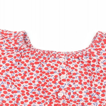 NEXT Girls Red  Viscose Basic Button-Up Size 3 Years Crew Neck  - Cherry Print