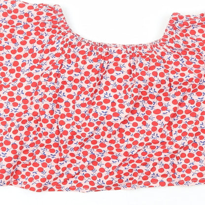 NEXT Girls Red  Viscose Basic Button-Up Size 3 Years Crew Neck  - Cherry Print