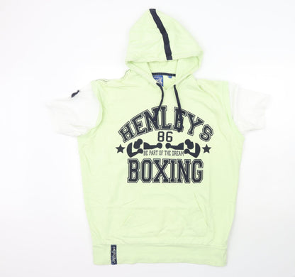 Henleys Womens Green  100% Cotton Pullover Hoodie Size 4   - Slogan