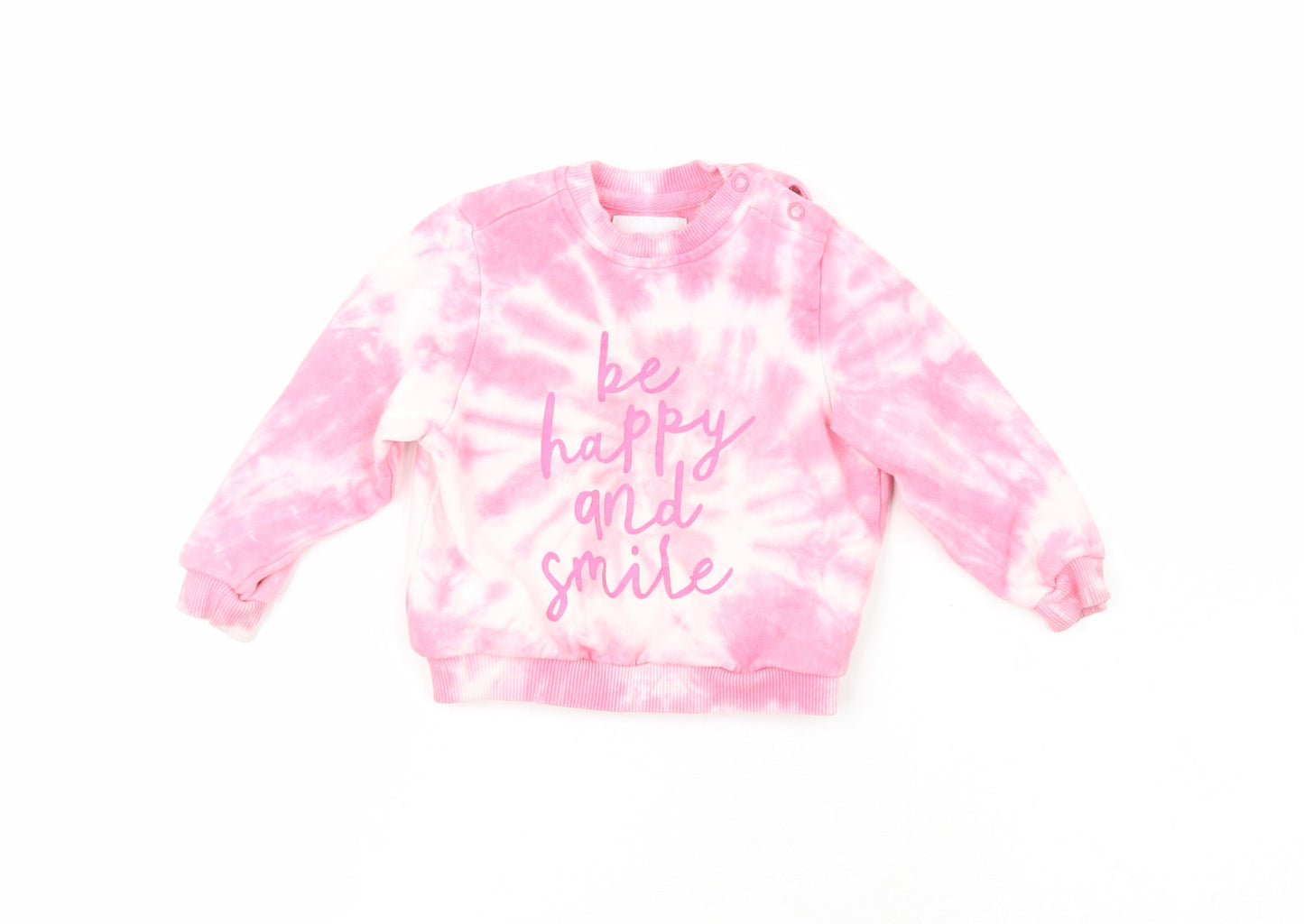 RESERVED Girls Pink  100% Cotton Pullover Jumper Size 6-9 Months   - Be Happy and Smile