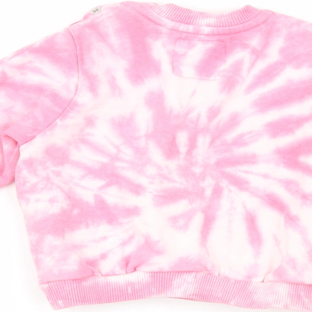 RESERVED Girls Pink  100% Cotton Pullover Jumper Size 6-9 Months   - Be Happy and Smile
