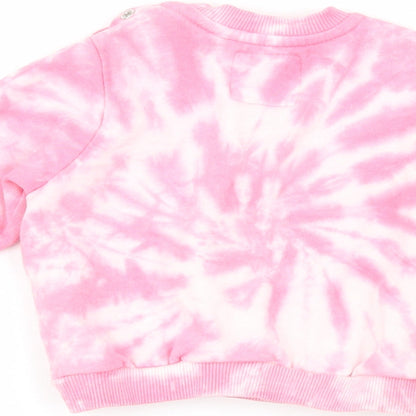 RESERVED Girls Pink  100% Cotton Pullover Jumper Size 6-9 Months   - Be Happy and Smile