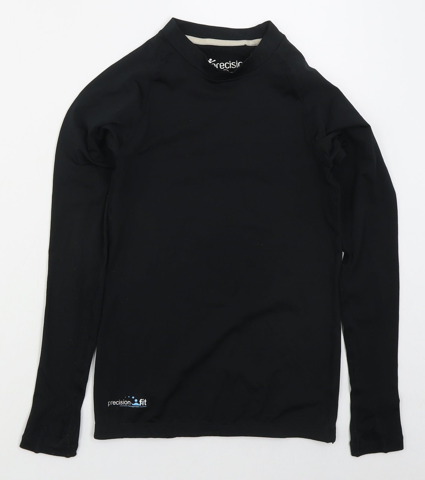 Precision Fit Boys Black  Polyester Basic T-Shirt Size M Crew Neck Pullover - Athletic