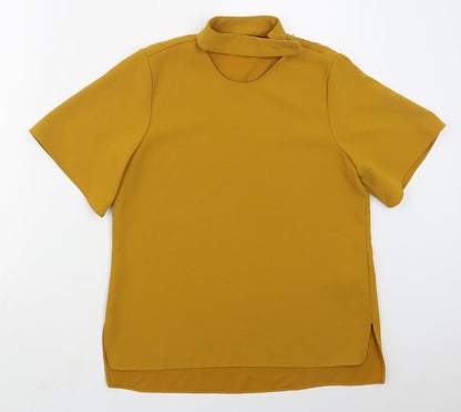 Womens UK Size S Zara Yellow Basic Blouse