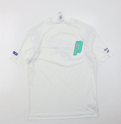 Reebok Mens Yellow  Polyester Basic T-Shirt Size S Collared Pullover