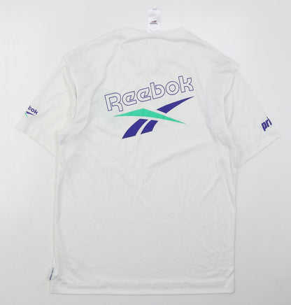 Reebok Mens Yellow  Polyester Basic T-Shirt Size S Collared Pullover